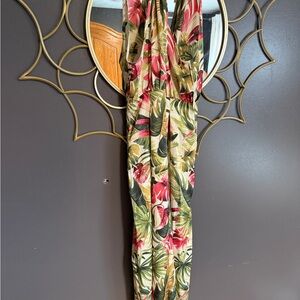 Zara Tropical Print Maxi Dress - Green and Pink